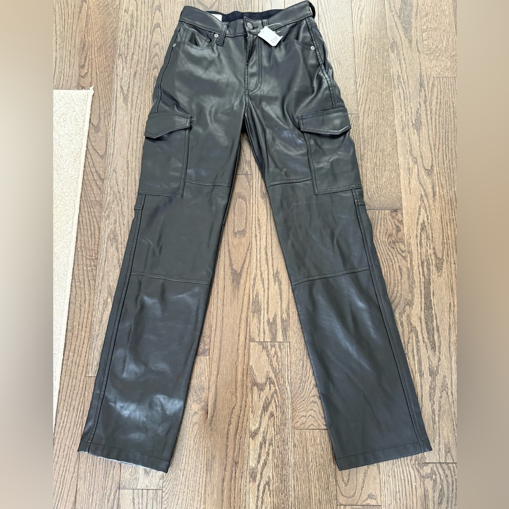 Gap faux, leather cargo pants